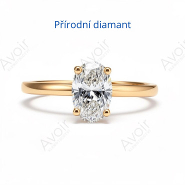 Zásnubní prsten ze žlutého zlata s přírodním diamantem 1,00 ct (ovál)