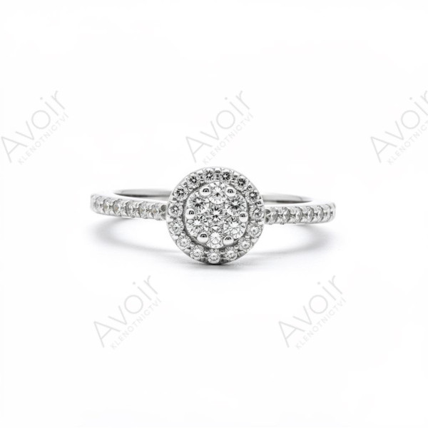 Zásnubní prsten z bílého zlata s přírodními diamanty – Design Halo