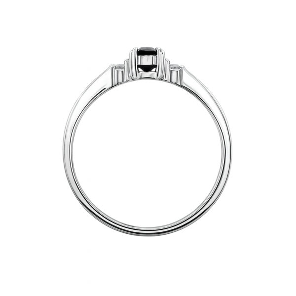 Zásnubní prsten s oválným rubínem (0,44 ct) a dvěma postranními diamanty 14ct bílé zlato