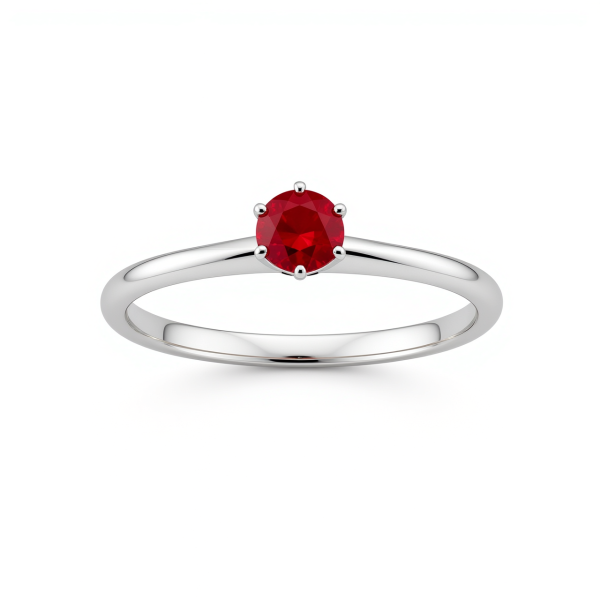 Zásnubní prsten Solitér s kulatým rubínem 0,27 ct v bílém 14k zlatě