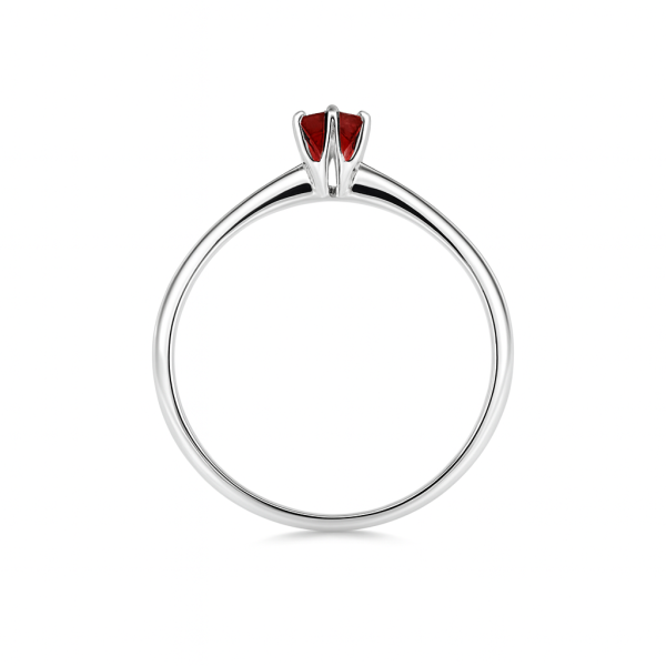 Zásnubní prsten Solitér s kulatým rubínem 0,27 ct v bílém 14k zlatě