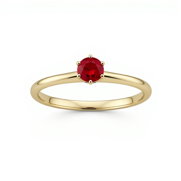 Zásnubní prsten Solitér s kulatým rubínem 0,27 ct ve žlutém 14k zlatě