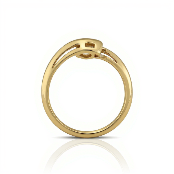 Zásnubní prsten s kapkovým rubínem (0,60 ct) a kroucenou obroučkou z žlutého zlata 14ct