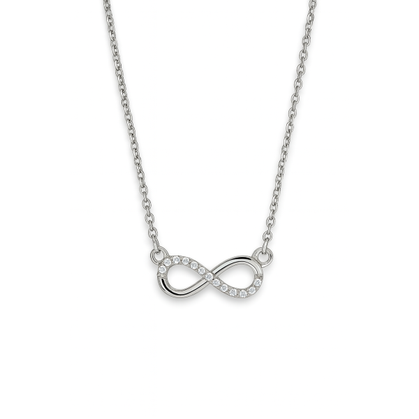 Náhrdelník z bílého zlata – nekonečno zdobené zirkony