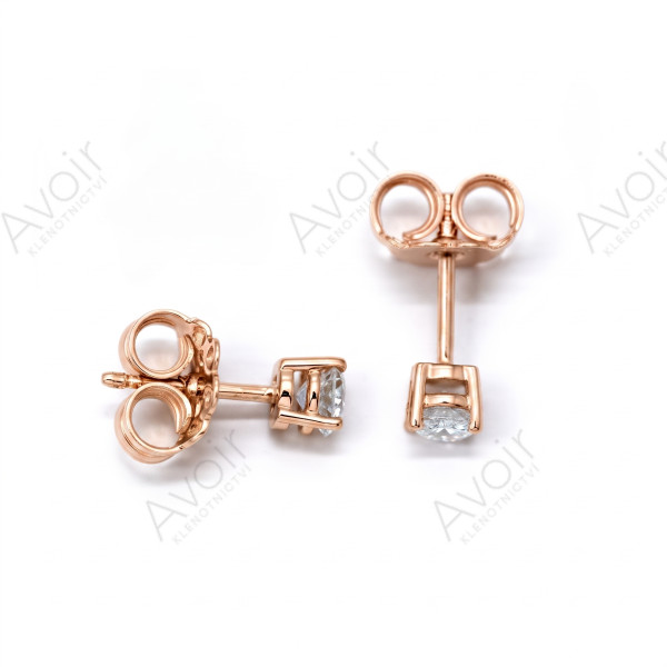 Peckové náušnice solitér z růžového zlata s laboratorním diamantem 0,25 ct (4 mm)