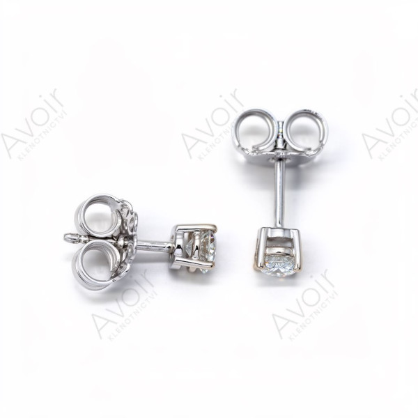 Peckové náušnice solitér z bílého zlata s laboratorním diamantem 0,25 ct (4 mm)