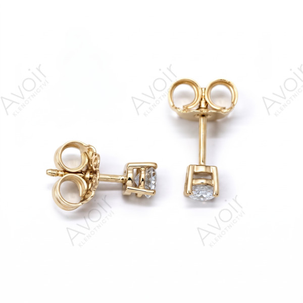 Peckové náušnice solitér ze žlutého zlata s laboratorním diamantem 0,25 ct (4 mm)