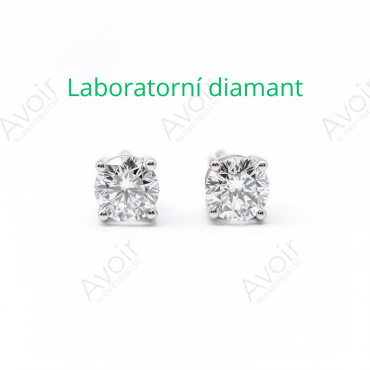 Peckové náušnice solitér z bílého zlata s laboratorním diamantem 0,25 ct (4 mm)