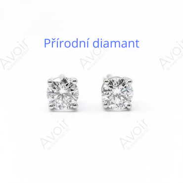 Peckové náušnice solitér z bílého zlata s přírodním diamantem 0,25 ct (4 mm)