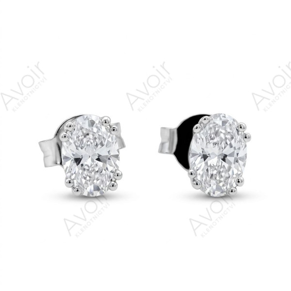 Diamantové náušnice z bílého zlata (Lab. diamanty ovál, celkem 0,98 ct) – Puzetové zapínání