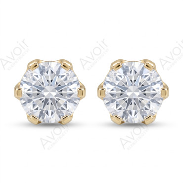 Diamantové náušnice ze žlutého zlata (Lab. diamanty 1,00 ct) – Zapínání na šroubek
