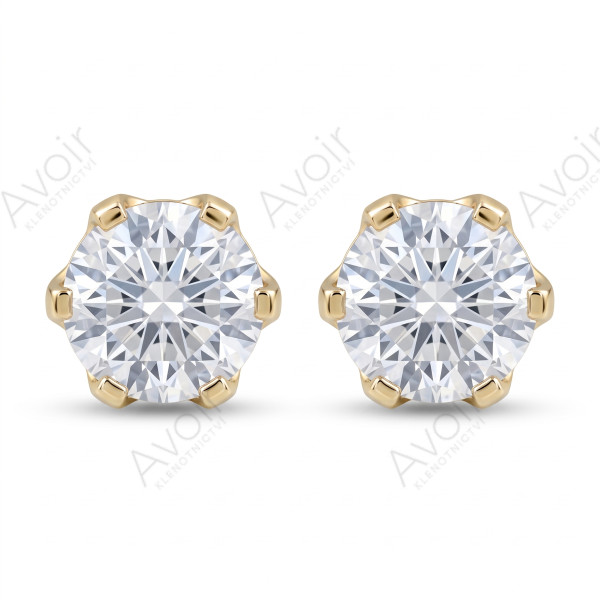 Diamantové náušnice ze žlutého zlata (Lab. diamanty 1,00 ct) – Zapínání na šroubek