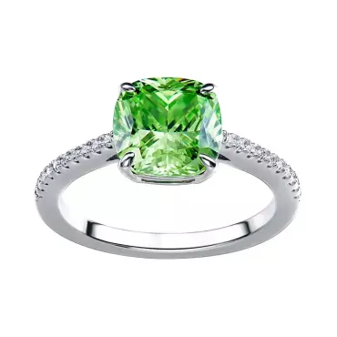 Stříbrný prsten se zeleným cushion cut zirkonem - Colors fushion