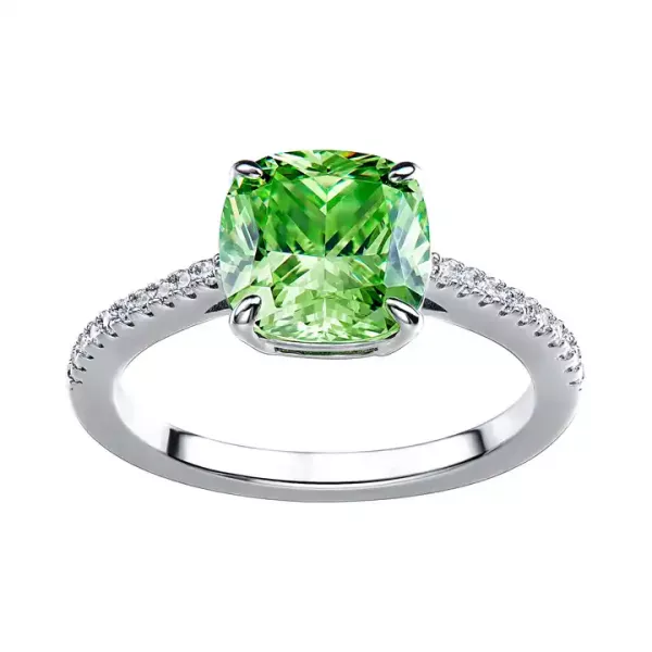 Stříbrný prsten se zeleným cushion cut zirkonem - Colors fushion