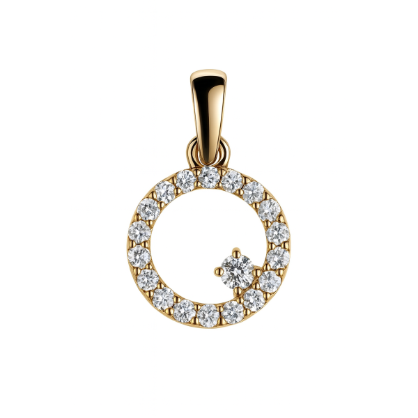 Zlatý přívěsek kolečko zdobené zirkony s centrálním kamínkem
