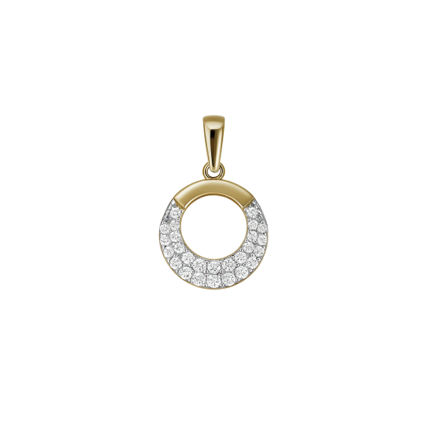 Zlatý přívěsek kolečko zdobené zirkony do půlky