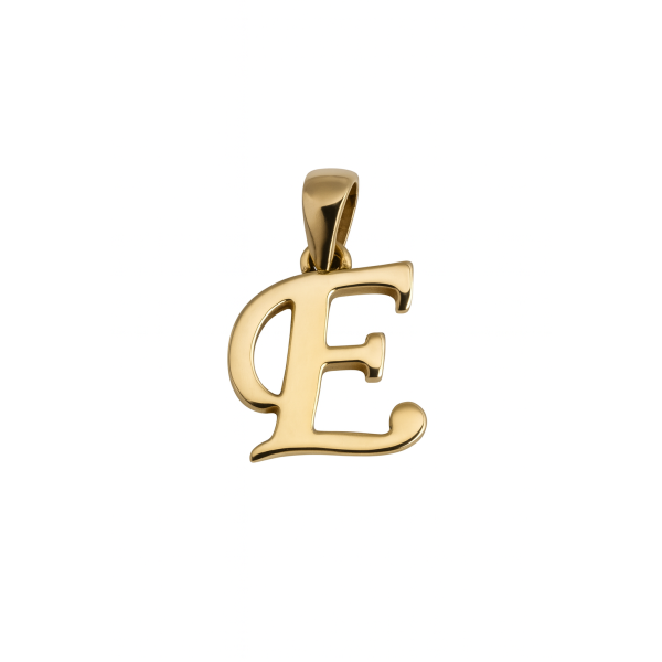 Zlatý přívěsek písmeno E – velikost 1,5 cm